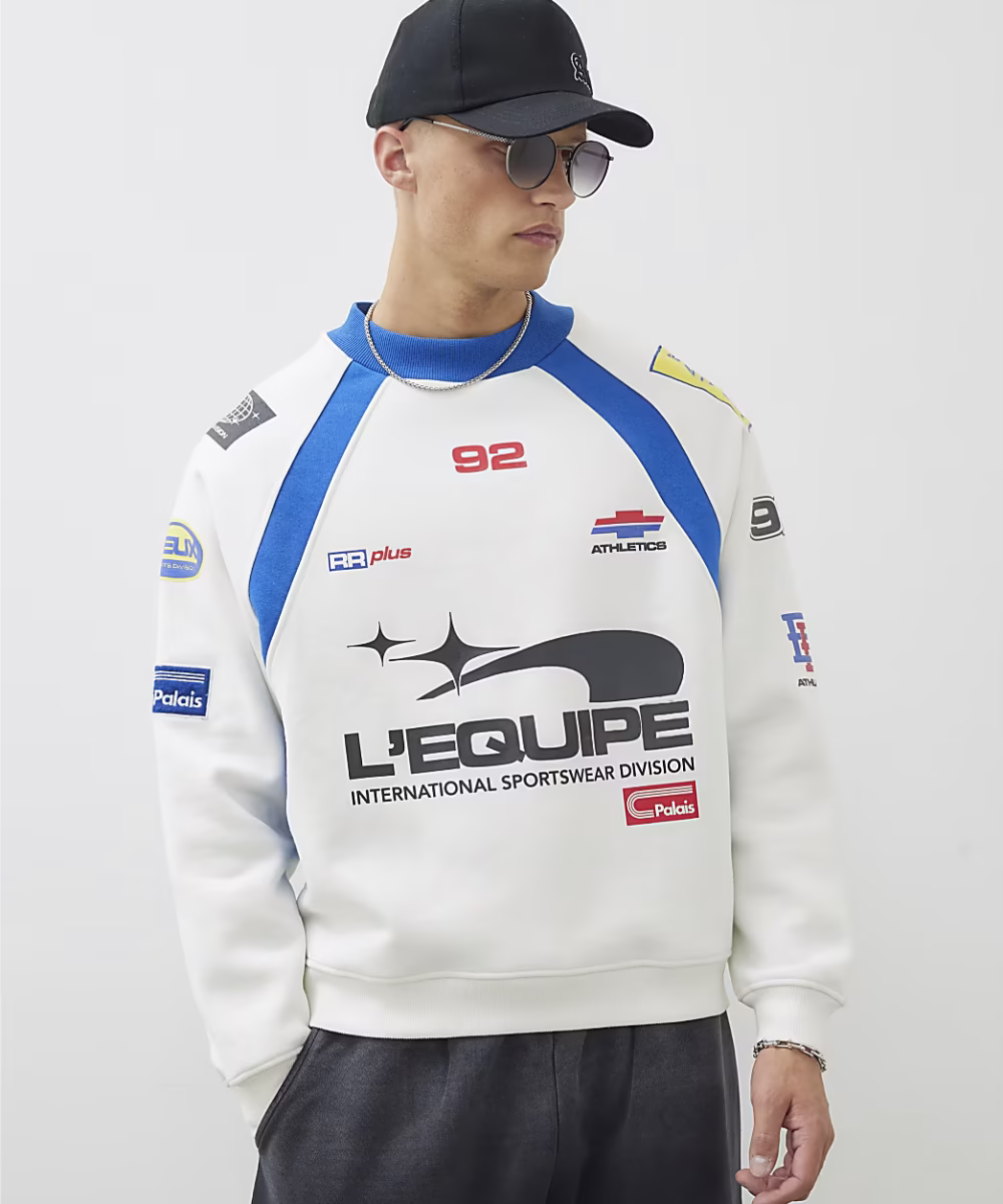 Beige Long Sleeve L'Equipe Sports Sweatshirt - Image 3