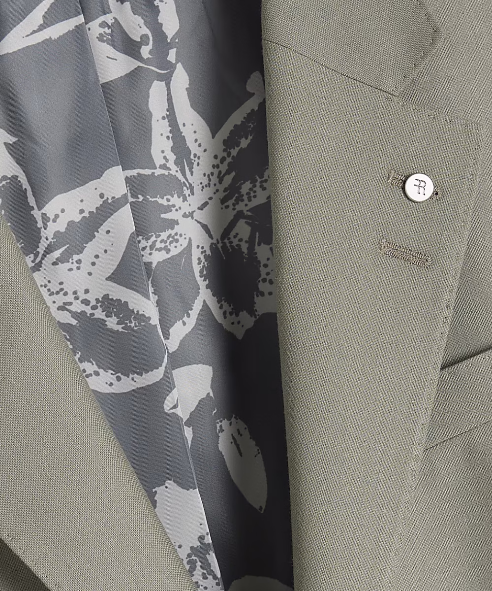 Green Slim Fit Linen Blend Suit Jacket - Image 4