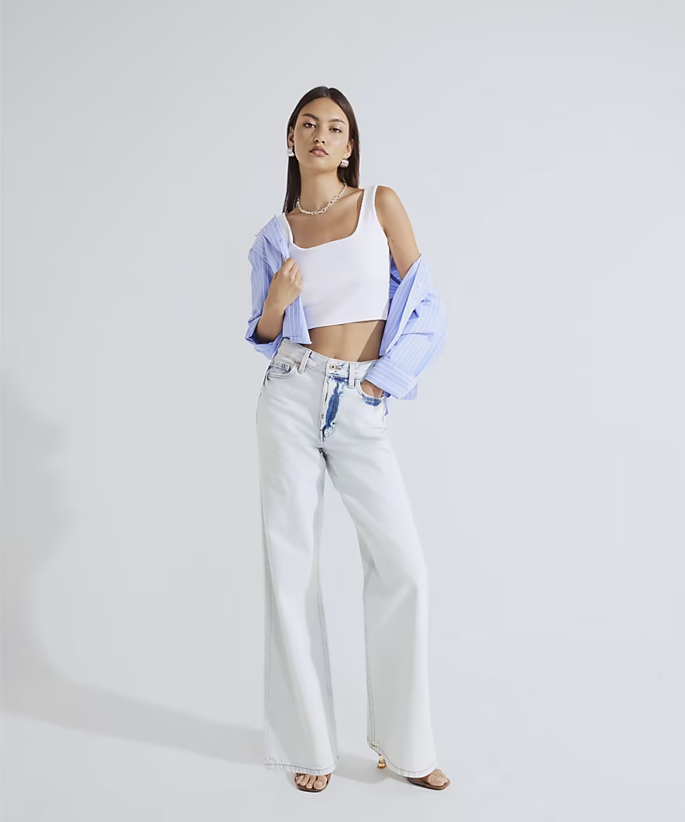 Blue High Rise Relaxed Straight Jeans - Image 2