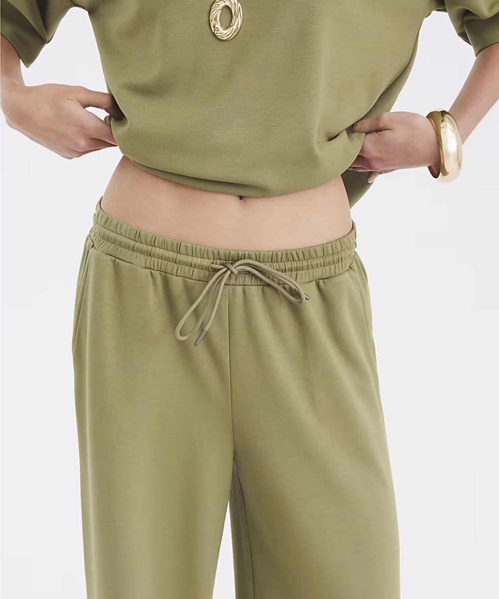 Khaki Premium Wide Leg Joggers - Image 3