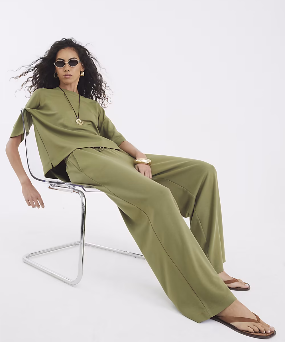 Khaki Premium Wide Leg Joggers - Image 2